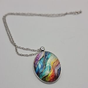 Source Unknown Multicolor Abstract Pendant Necklace